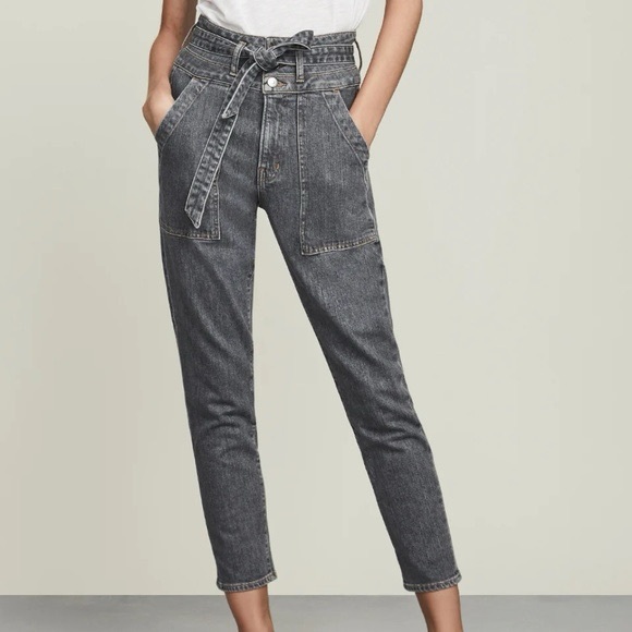 NWT VERONICA BEARD LOGAN Straight Leg Jeans Tie Belt Extra High Rise Size 26 - Picture 2 of 16